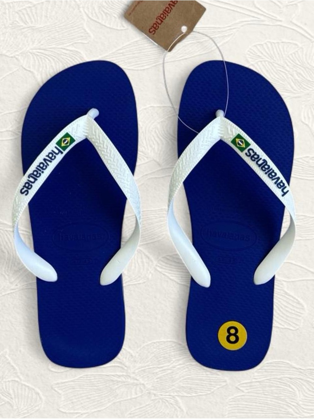 Havaianas Classic Brazil Blue Flip Flops with White Straps 41-42 unisex